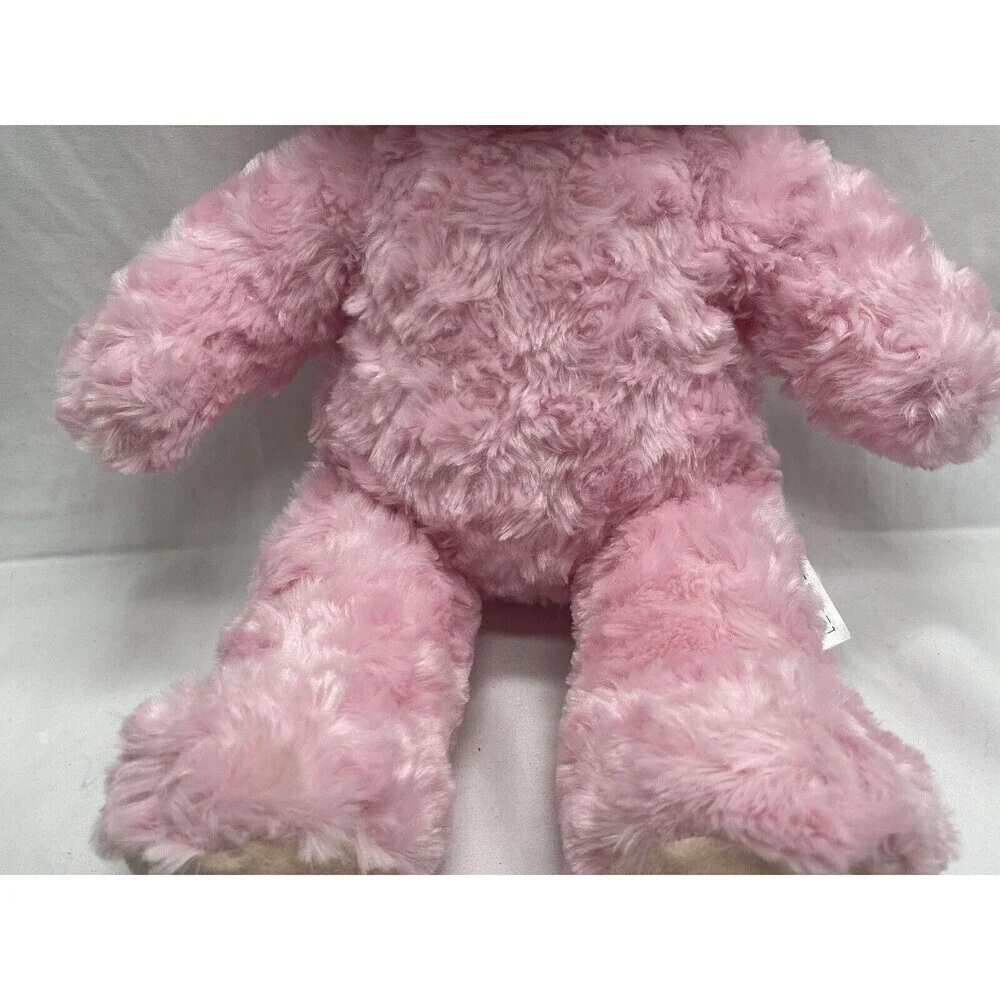 Build A Bear Pink Cuddles Teddy Heart Nose Swirly Fur Plush 16